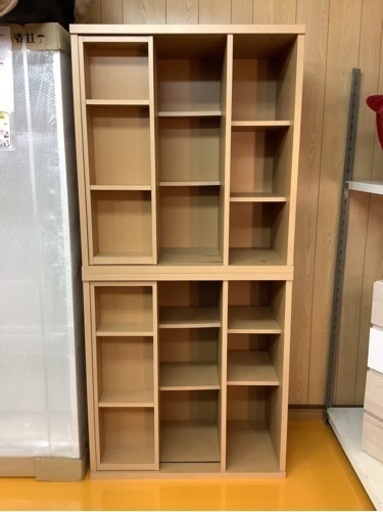 【リサイクルサービス八光　田上店　配達・設置OK】大丸木工　スライド式　書棚　ナチュラル木目
