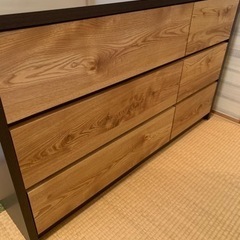 大川家具 チェスト タンス ローチェスト 120cm ナチュラルの画像