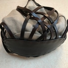 美品【ampersand】リネン＆レザーメッシュ ワンショルダーバッグの画像