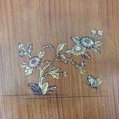 【完了】アジアンテイスト 木工象嵌ダイニングセットの画像