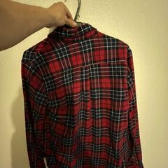 赤色☆チェック系シャツ㊽Mサイズの画像