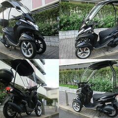 ★普通免許仕様トリシティ125ワイドトレッド 低走行6km台 ワイド付ルーフ ナックル＆レッグガード GIVIケース★東京/大田区【下取OK】の画像