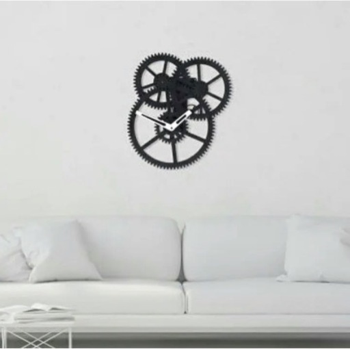 家具 Kikkerland Black Triple Gear Wall Clock