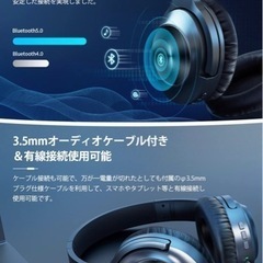 【新品未使用】ヘッドホン-ワイヤレスヘッドホン Bluetooth5.0 最大30時間連続再生 HiFi ANCノイズキャンセル密閉型ヘッドセット マイク内蔵ノイズキャンセリングヘッドホン有線無線兼用 通話可能 iPhone/iPad/Android対応 音楽・映画観賞の画像