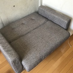 ソファー 2人用 収納 グレー リクライニング クッションありの画像