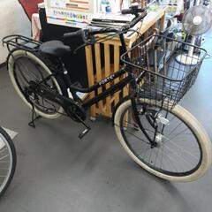 売り切れました【中古自転車】極太白タイヤ　艶消し黒軽快車　LEDオートライト　６段変速