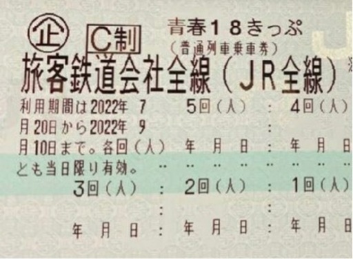 青春18きっぷ　3回分