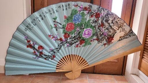 扇　大　薄いグリーン　お花