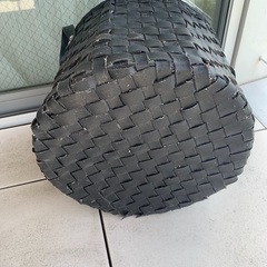 編みカゴ　合皮　黒の画像