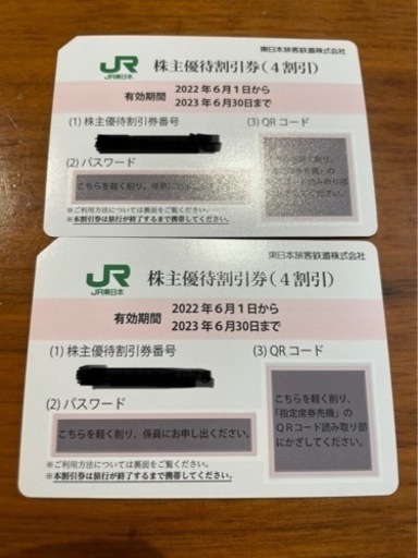 JR東日本　株主優待2枚
