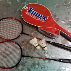 バトミントンラケットと何とか使えそうな羽根2個とボードゲームゲ〘...