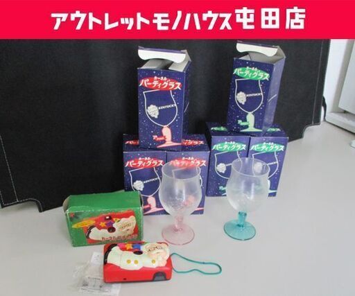長期保管品 KFC ノベルティセット カーネル プチカメラ 1台 パーティグラス ピンク&グリーン 各3個 合計7点セット 札幌市 屯田店