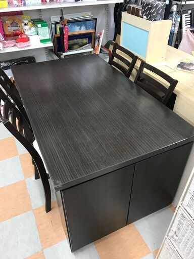 ニトリ ダイニングセット 4人用 ダークブラウン※中古Bランク品
