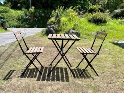 IKEA 屋外用 テーブル\u0026チェア2脚セット①
