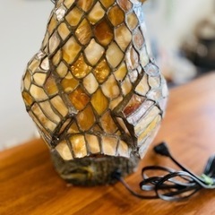 ★アンティーク　フクロウ　ステンドグラス　ランプ★の画像