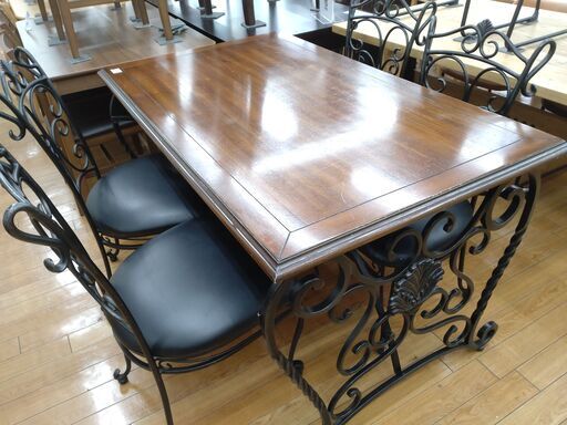 【値下げしました！】ダイニング5点セット ウッド×アイアン