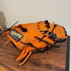 KANME 軟式　キャッチャーミット 全紐交換済み】 KANAME 軟式用 キャッチャーミット 型付け済み
