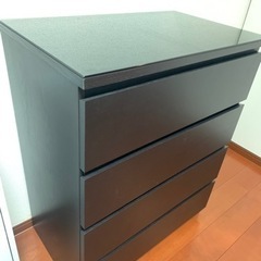 IKEAマルムチェスト4段（ガラス天板付き）&収納ケース9個