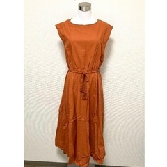 【新品】コットン100%ロングワンピース  オレンジの画像
