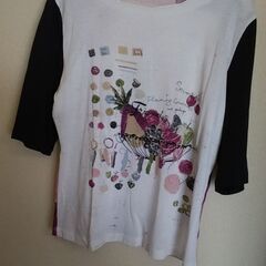 紫系フルーツ柄半袖Tシャツ