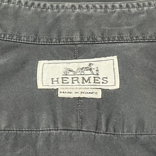 HERMES エルメス 長袖 シャツ ブラック 黒 L フランス製 90's 90年代 ヴィンテージ ビンテージ 希少 正規品 古着 