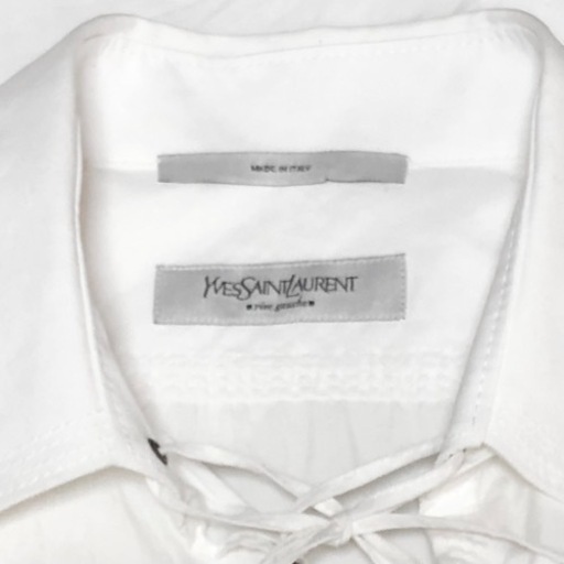 YVES SAINT LAURENT イヴサンローラン 長袖 シャツ ホワイト 白 L イタリア製 ヴィンテージ ビンテージ 希少 正規品 古着 カジュアル ウェア ドレス