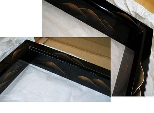 茶道具 炉縁 真塗 遠山蒔絵 黒　約42×6.7cm　工芸品 お茶 ☆ PayPay(ペイペイ)決済可能 ☆ 札幌市 豊平区 平岸