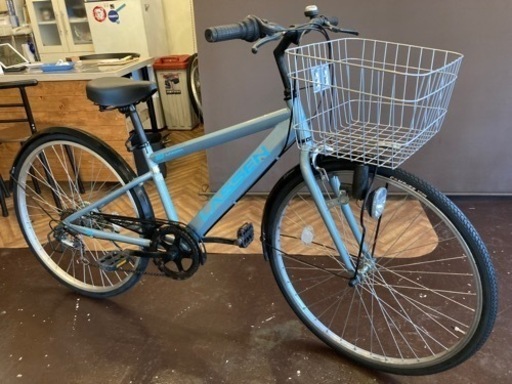 【タイヤ・チューブ新品！】6段変速　26インチ自転車　水色