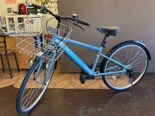 【タイヤ・チューブ新品！】6段変速　26インチ自転車　水色