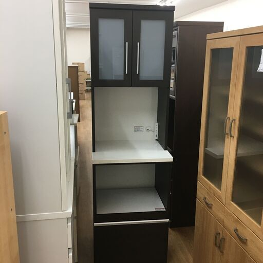 ニトリ 食器棚 クリスナ ダークブラウン H201×W59×D50 クリーニング済み KJ783