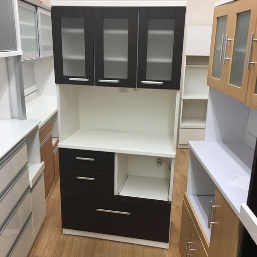 ニトリ 食器棚 Nバンダ ダークブラウン H181×W89×D42 クリーニング済み KJ784