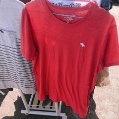 メンズ  アバクロ Tシャツ  赤