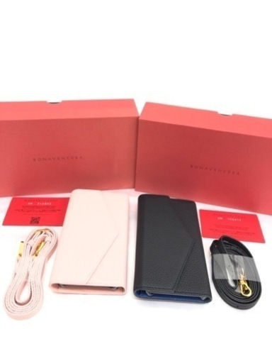 ボナベンチュラ　iphoneX・XSケース　ピンク　ミラーケース肩掛けストラップ