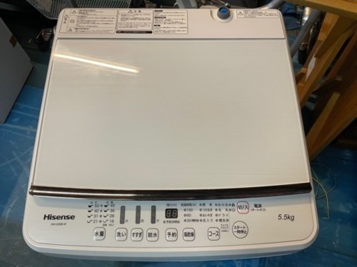 【美品】2020年製 全自動洗濯機 Hisense 5.5kg HW-G55B-W 簡易乾燥モード付き ホワイト 縦型洗濯機 家電