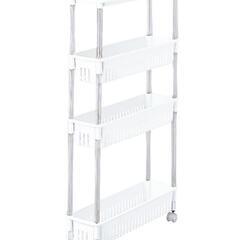 4段超スリム隙間収納ワゴン(ホワイト)の画像