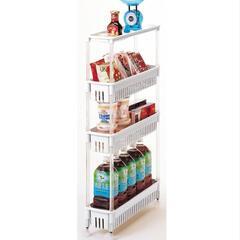 4段超スリム隙間収納ワゴン(ホワイト)