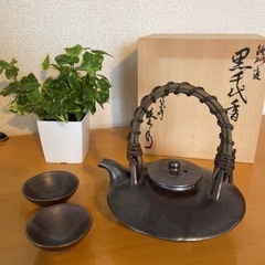 長太郎焼　新品未使用　清泉寺　黒千代香　急須　酒器　お猪口