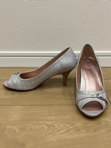 【美品】銀座カネマツ　23㎝　ブルーシルバー　7㎝ヒール