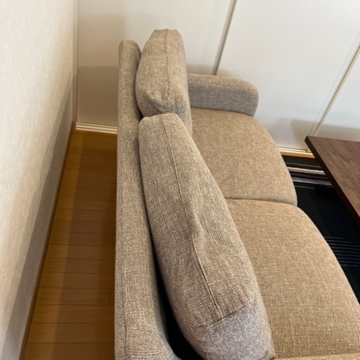 商談中　値下げ❗️#2人がけファブリックソファとオットマン　※交換用のカバー付き（未使用）