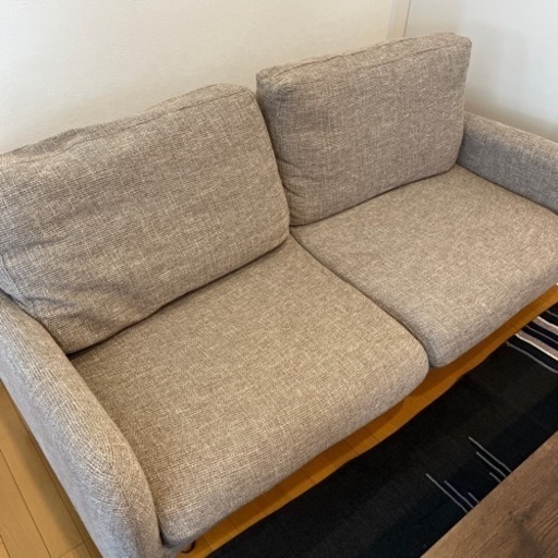 商談中　値下げ❗️#2人がけファブリックソファとオットマン　※交換用のカバー付き（未使用）