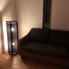 水牛レザー アジアン家具 間接照明 スタンドライト ランプの画像