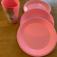 新品未使用　プラスチックのコップとお皿　キャンプにの画像