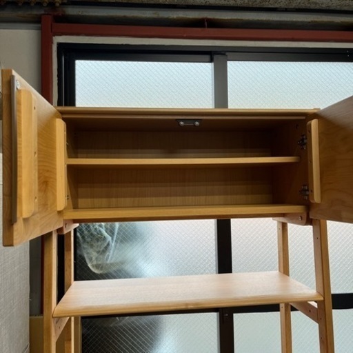 【中古美品】木目調 食器棚 収納あり