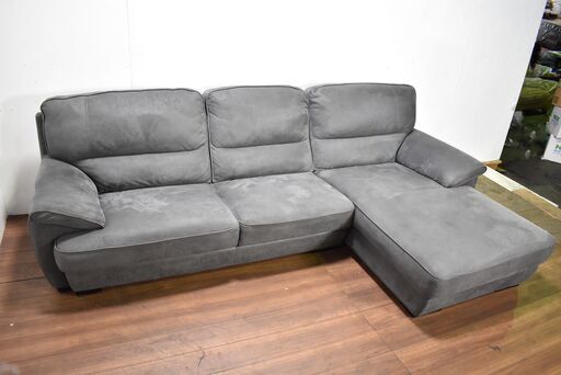 【ヤ取終了3/30】≪y339≫RELAX FORM/リラックスフォーム 高級 3人掛け カウチ ソファ レザーテックス/合皮 グレー