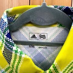 D3 adidas　アディダス　イエローカラー Oサイズ　ポロシャツ　　ゴルフ　メンズ　半袖　柄の画像