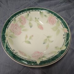 丸皿　7　花柄　フチドリ