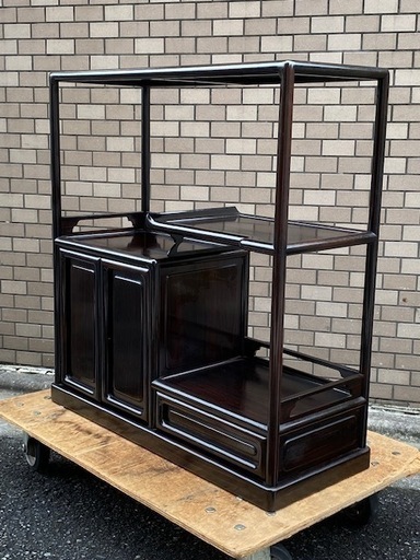 ◎お値下げしました‼️ 逸品貴重 唐木家具 紫檀 無垢材 黒檀 飾り棚 違い棚 茶箪笥違い棚茶棚水屋箪笥煎茶道具サイドボード中国美術煎茶道具