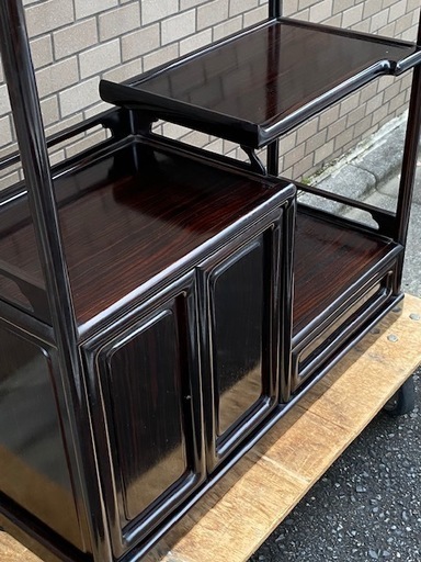 ◎お値下げしました‼️ 逸品貴重 唐木家具 紫檀 無垢材 黒檀 飾り棚 違い棚 茶箪笥違い棚茶棚水屋箪笥煎茶道具サイドボード中国美術煎
