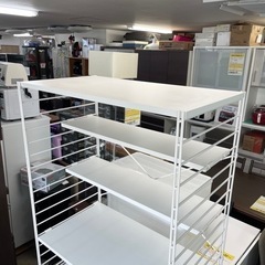 【美品‼️】お洒落♪ 90cm幅ユニットシェルフ ラック 多目的棚 スチール製ホワイト♪の画像