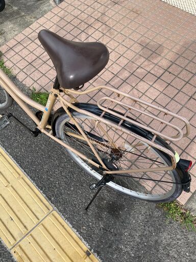 リサイクルショップどりーむ天保山店　No３０７　エコNo１４３９５X　自転車　２７インチ　ブラウン　ライト付き　整備済み